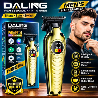 DALING DL-1903 Professional Hair Trimmer for Men | Cordless Rechargeable Beard & Hair Clipper with LED Display