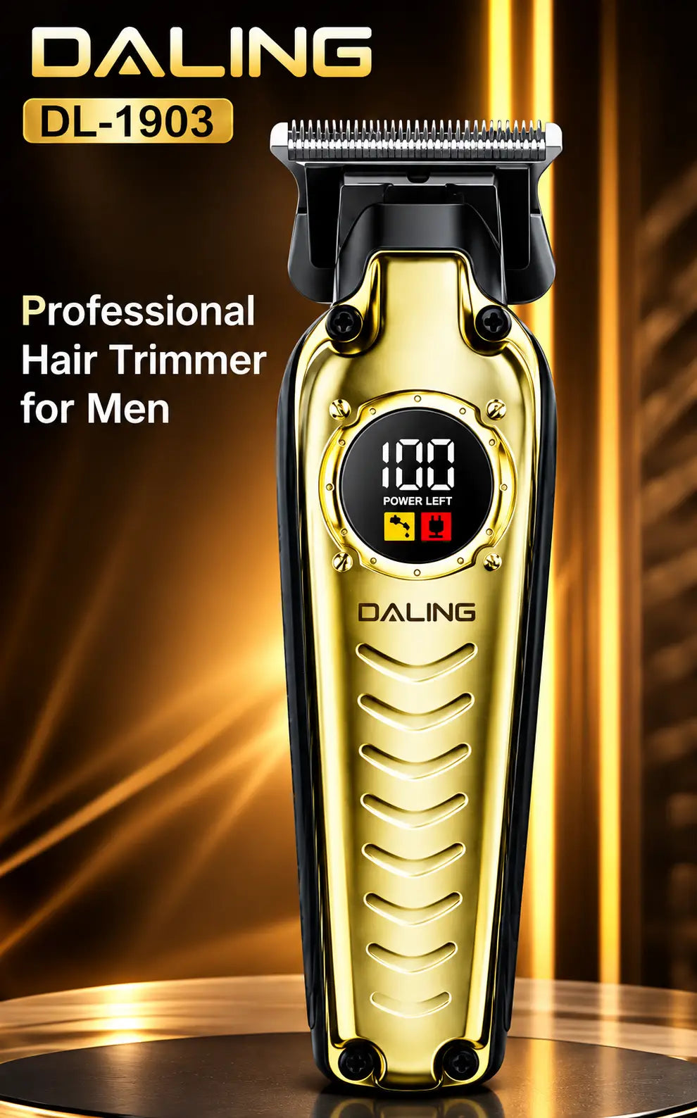 DALING DL-1903 Professional Hair Trimmer for Men | Cordless Rechargeable Beard & Hair Clipper with LED Display