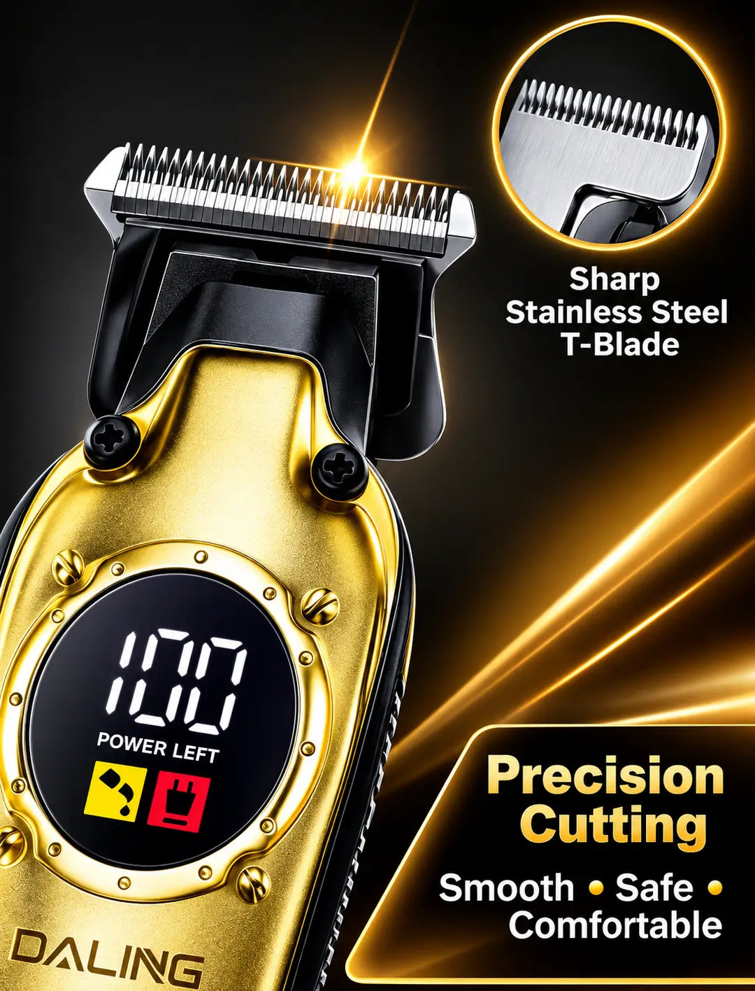 DALING DL-1903 Professional Hair Trimmer for Men | Cordless Rechargeable Beard & Hair Clipper with LED Display