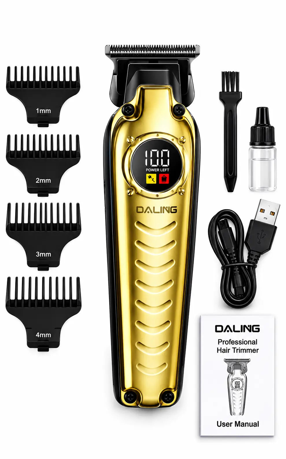 DALING DL-1903 Professional Hair Trimmer for Men | Cordless Rechargeable Beard & Hair Clipper with LED Display
